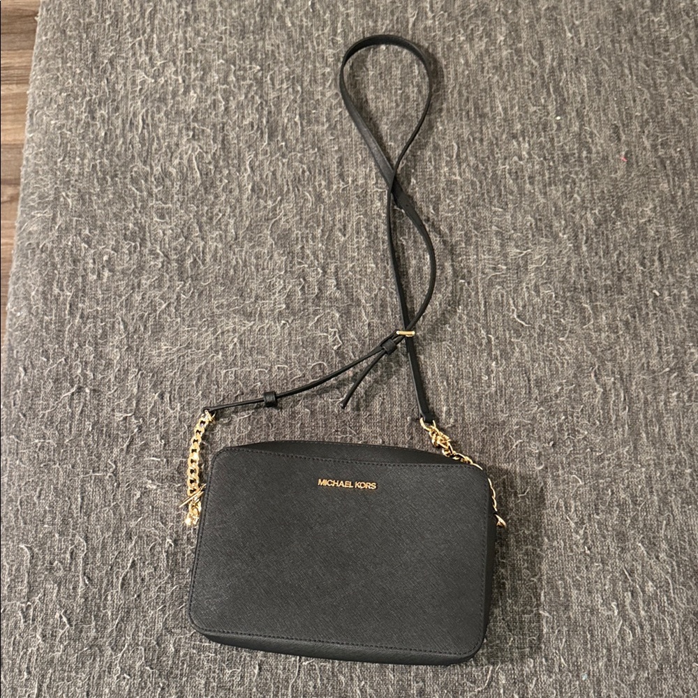 Michael Kors Black Crossbody Bag with Gold Hardware